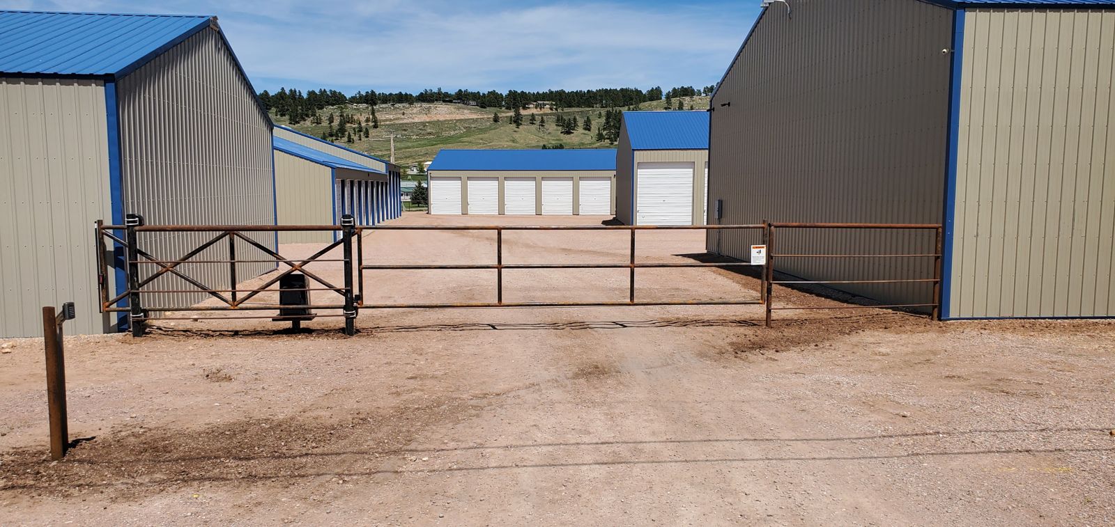 Commercial security slide gate at a storage facility