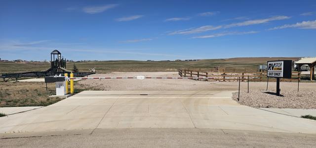 Automated barrier arm at an RV park exit