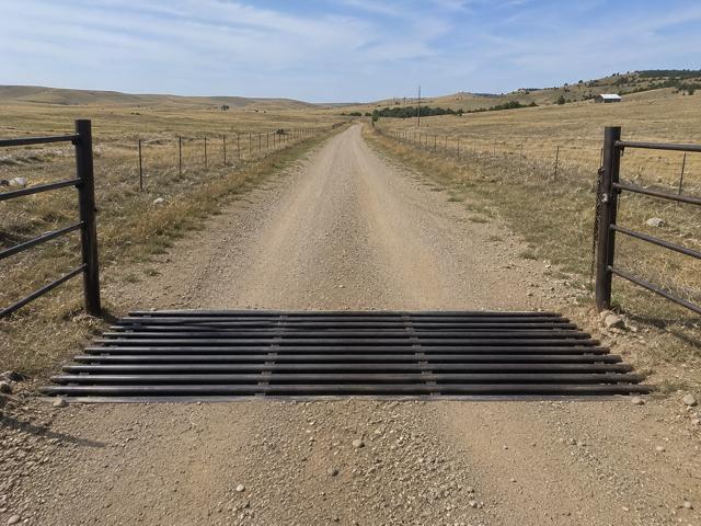 Cattle guard installed on a ranch road